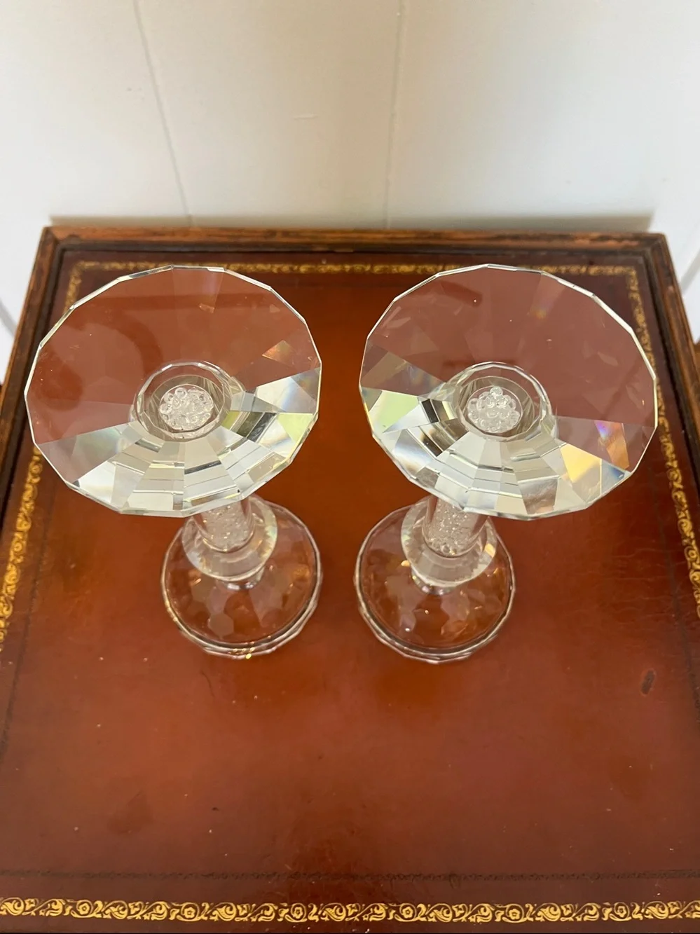 Elegant crystal candlestick holders